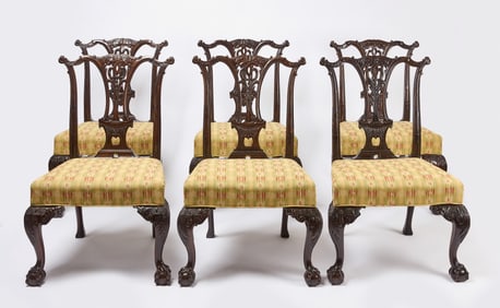 Six Chippendale Style Chairs