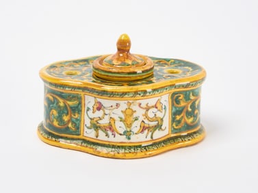 Angelo Minghetti Bologna Ceramic Inkwell