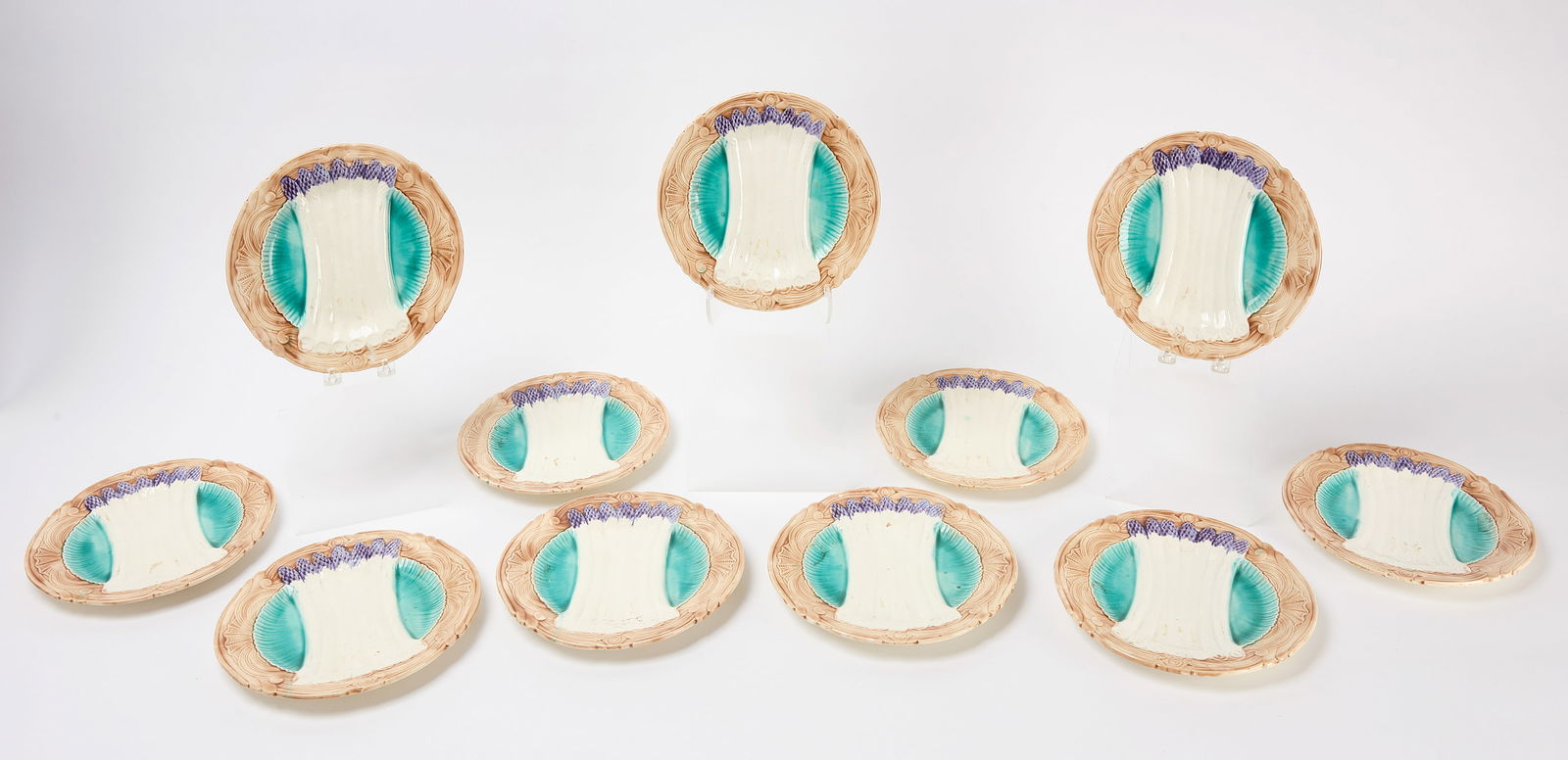 Eleven Majolica Asparagus Plates (1 of 4)