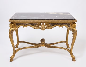 Silver Gilt Center Table with Marble Top