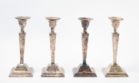 Four Silverplated Candlesticks
