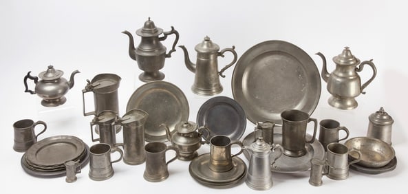 Large Estate Group of Early Pewter