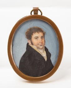 Miniature Portrait of a Man with Lock of Memorial Hair