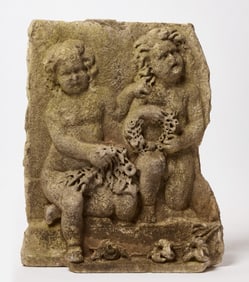 Relief Carved Marble Tablet with Two Cherubim