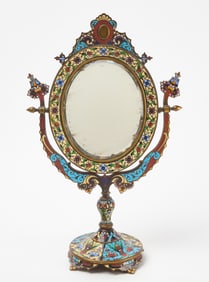 Fine Ormolu and Champleve Table Mirror