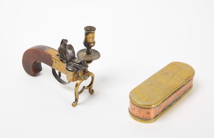 Pistol-Grip Flintlock Tinder Lighter and Tobacco Box