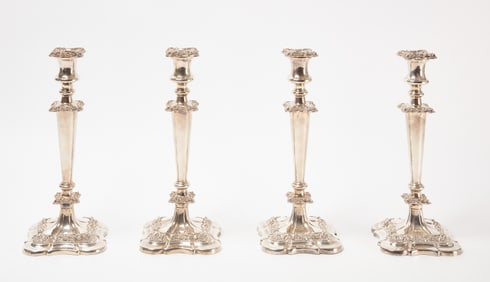 Set of Four Silver Plate Candlesticks