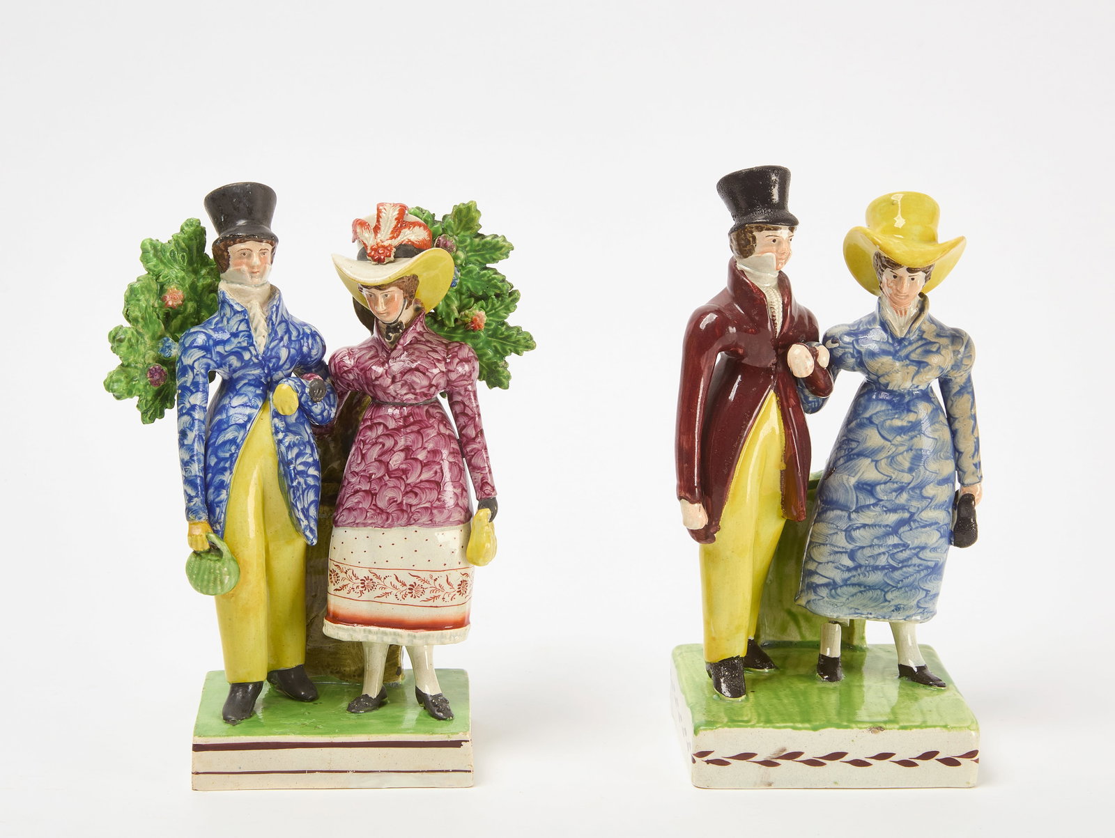 Pair of Staffordshire Figurines: Pair of Staffordshire figurines. English, circa 1820. H 8 in and 8-3/4 in.