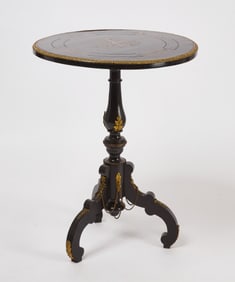 Boulle Style Inlaid Ebonized Tripod Table