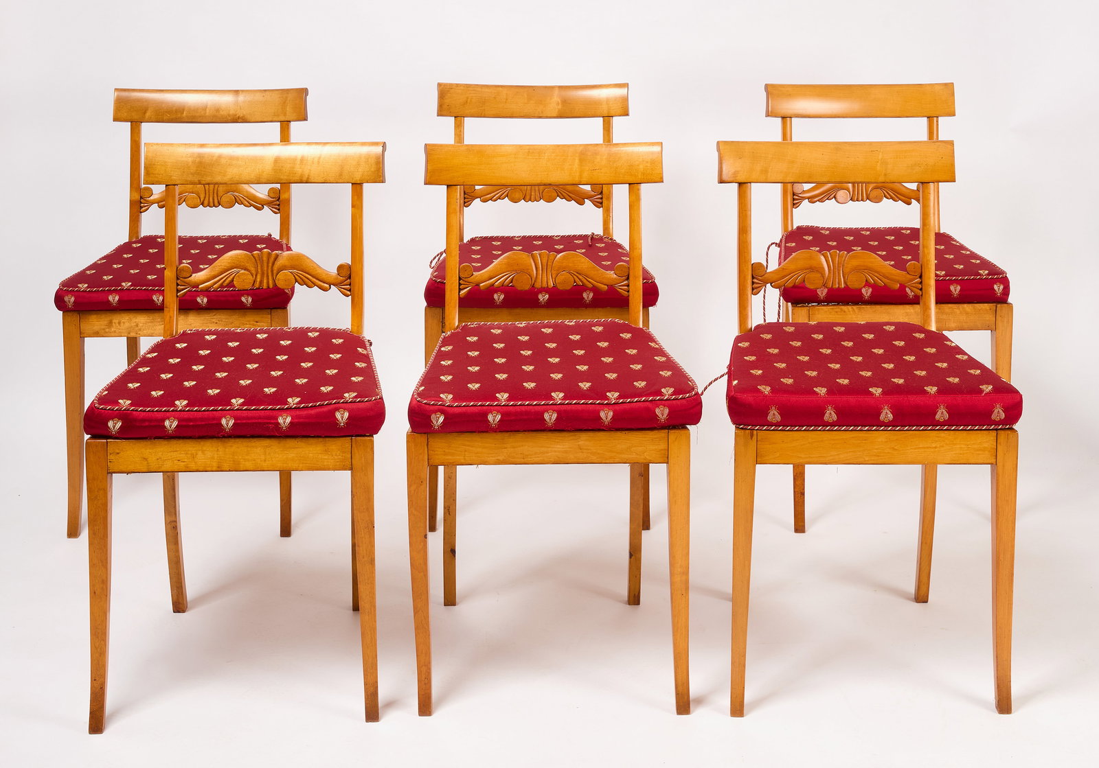 Set of Six Beidermeier Chairs: Set of six Beidermeier chairs. H 32-1/2 in. W 17-1/2 in. D 18 in. SH 18 in. 