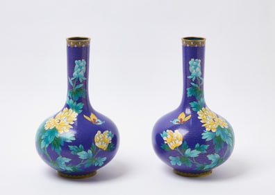Pair of Chinese Cloisonne Vases
