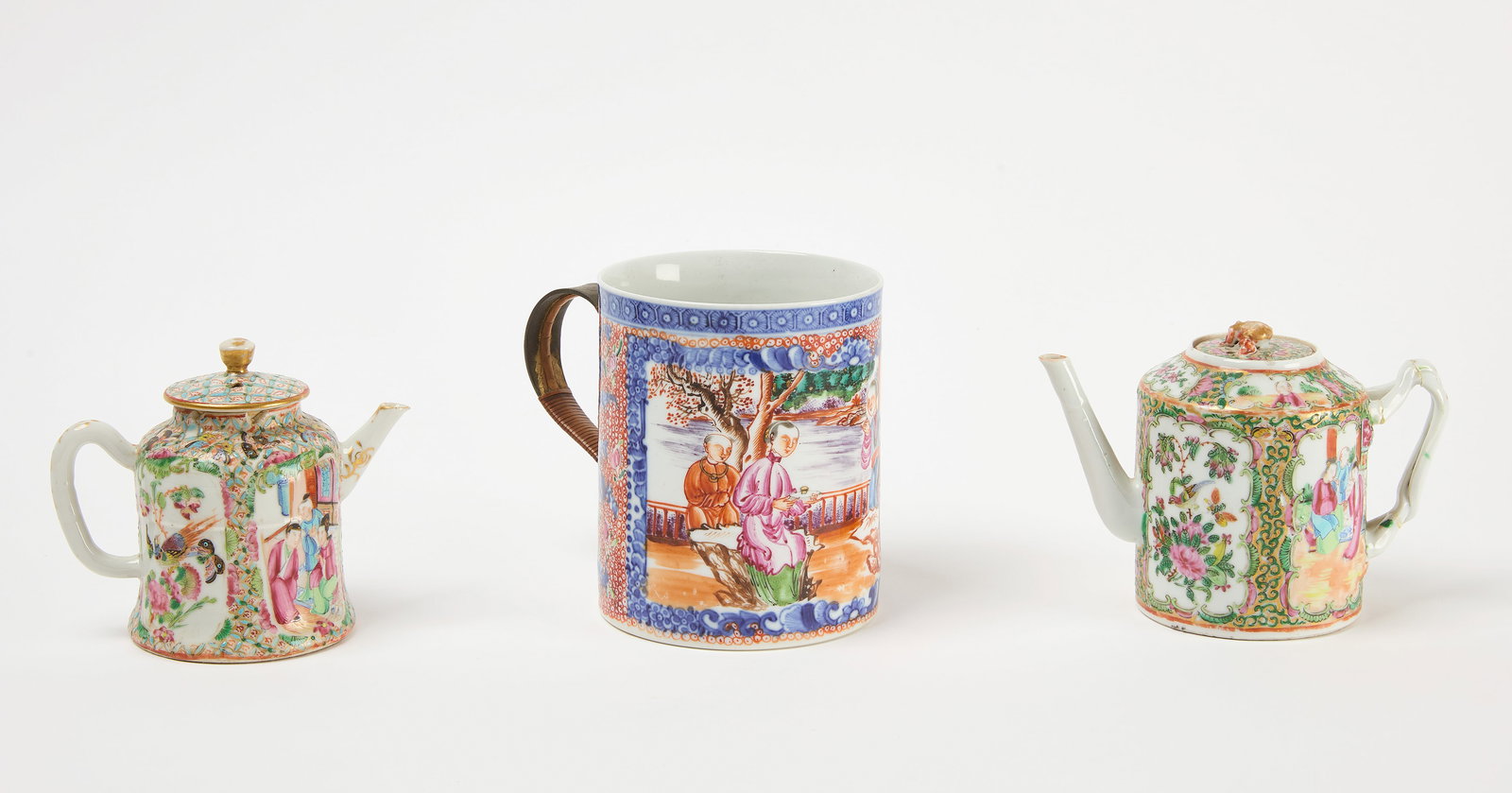 Two Chinese Porcelain Teapots and Cup (1 of 6)