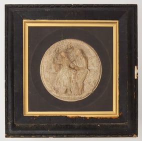 Carved Plaster Relief Wall Plaque, Signed