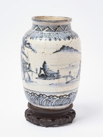 Chinese Porcelain Vase on Wood Stand