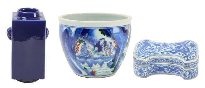 Chinese Vase, Covered Box, and Chinese Jar