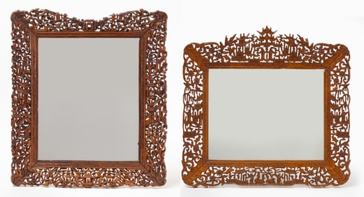 Two Asian Carved Mirrors