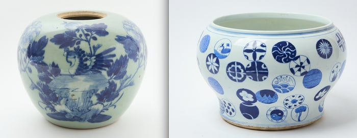 Asian Porcelain Fish Bowl and Jar