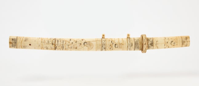 Wakizashi Sword with Carved Bone Sheath