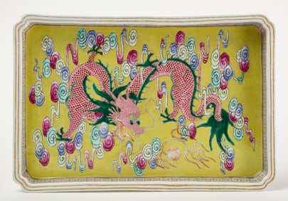 Chinese Tray- Famille  Juan with Famile Rose Dragon