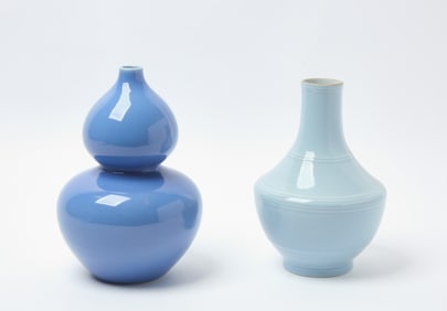 Chinese Monochrome Double Gourd Vase with Yongzheng Clair de Lune Vase