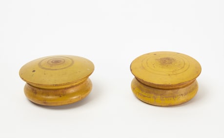 Two Treen Canisters in Chrome Yellow Paint