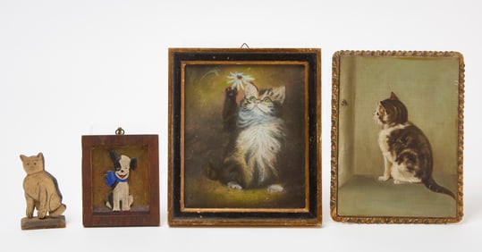 Group with Cat Portraits and Folk Art