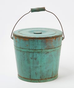 Lidded Pail in Blue Paint