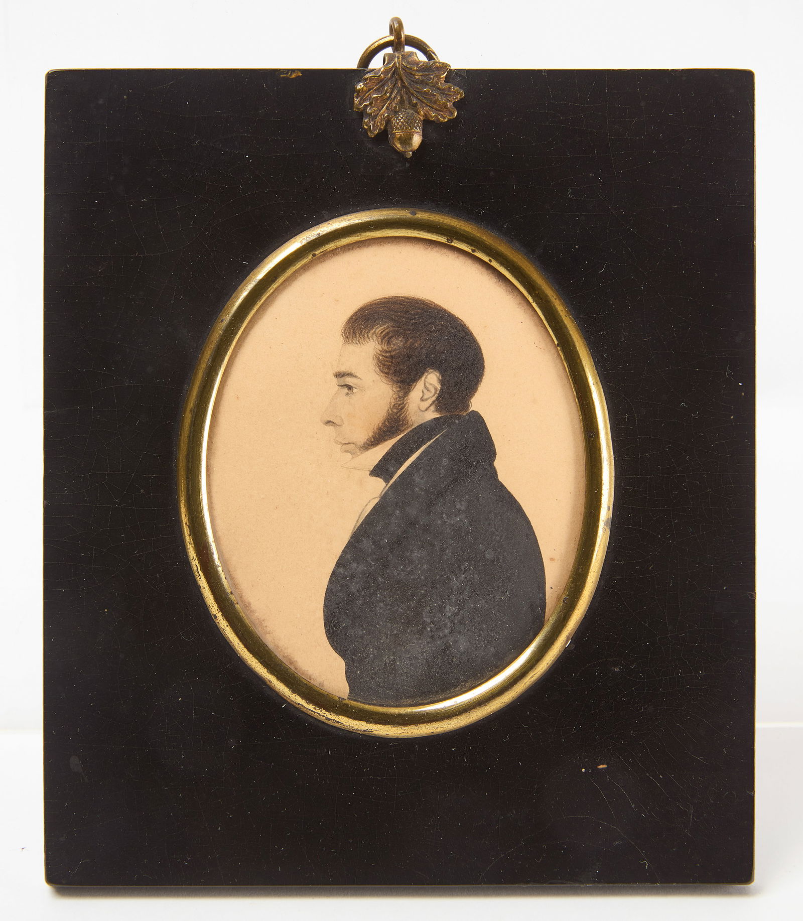 Rufus Porter-Miniature Portrait of a Gentleman: Rufus Porter (1792-1884)Portrait of a Gentleman. Likely original frame. watercolor and graphite on paperFrame Size: H 5-1/2 x W 4-3/4 Sight Size: H 3-1/4 x W 2-1/2 Connecticu