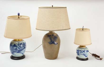 Three Pottery Lamps