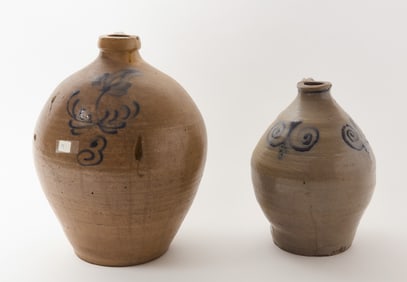 Two New England Ovoid Stoneware Jugs