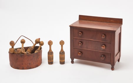 Miniature Bureau and Skittles Game