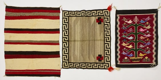 Three SW Native American Weavings, and Navajo Yei Rug