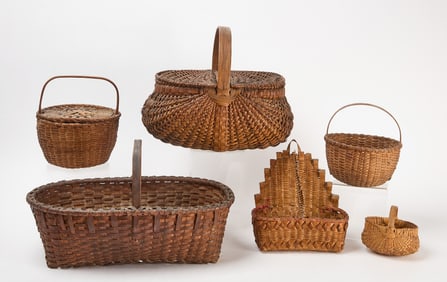 Group of Six Woven Baskets