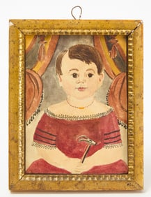 Watercolor Portrait - Girl in Red with Hammer