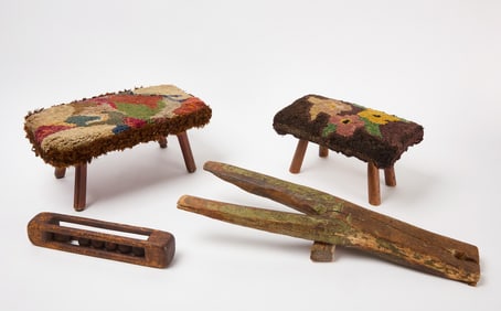 Two Footstools and a Carved Whimsey
