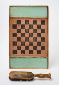 Painted Double-Sided Game Board and Painted Brush