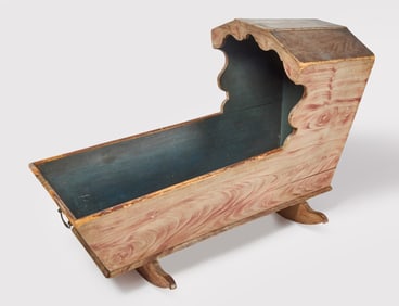 Paint-Decorated Queen Anne Baby Cradle