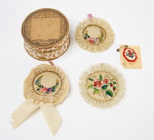 Paper Box with Three Miniature Needlework Items