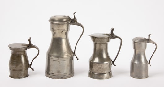 Four Pewter Flagons