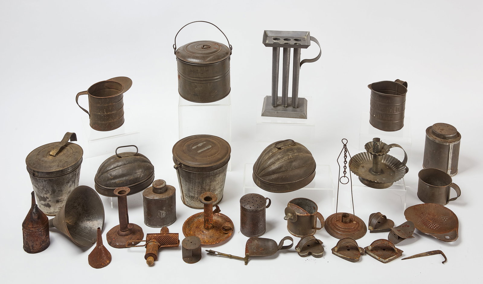 Group of Antique Tinware and Rushlight Holders (1 of 8)