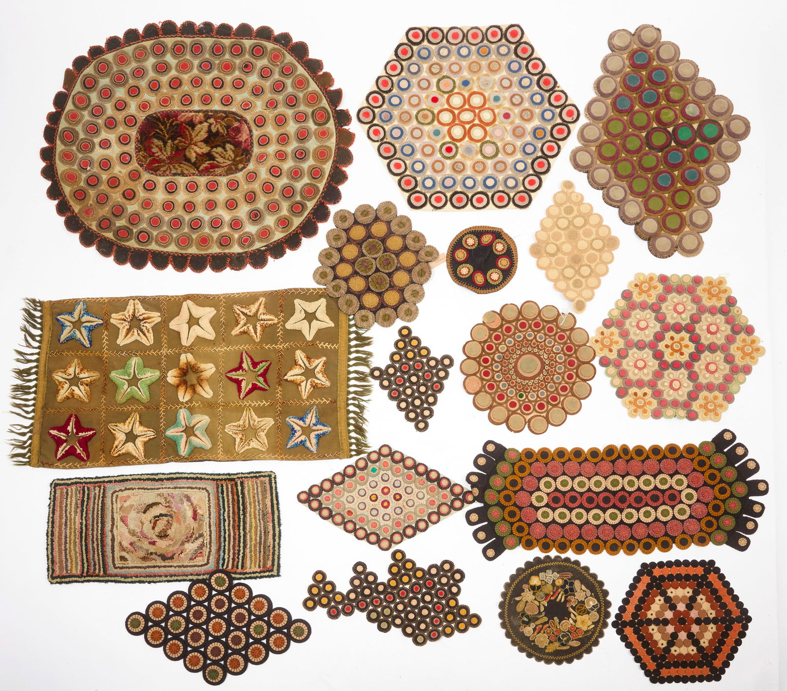 Large Group of Penny Rugs, Mats, and Others (1 of 4)