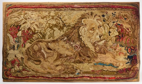 Hooked Rug with Lion