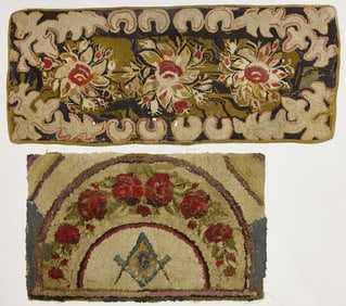 Masonic Hooked Rug, and One Other