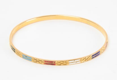 Chinese 22K Gold Enamel Bangle