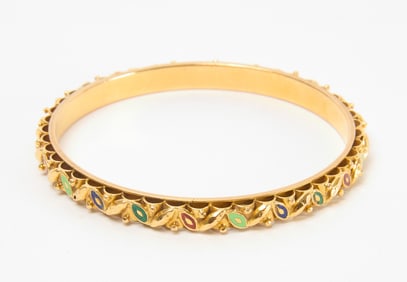 18K Gold Enamel Bangle