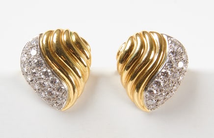 Pair of 21K Gold with Diamonds Earrings