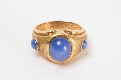 14k Men's Ring with Star Sapphires