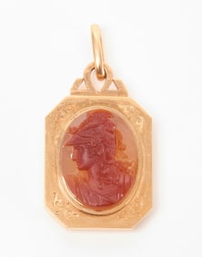 Luigi Rosi signed Gold Cameo Pendant