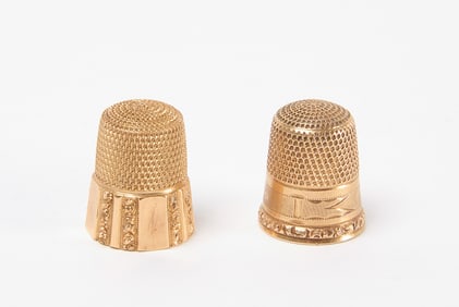 Two 14k Gold Thimbles