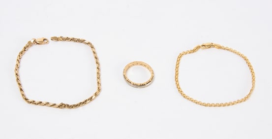 14K Two Bracelets and a Ring